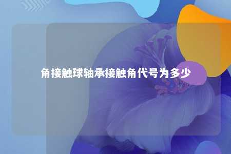 角接触球轴承接触角代号为多少 